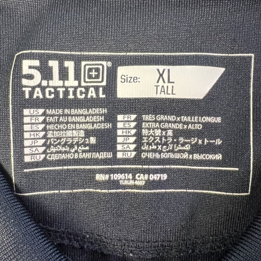 511 TACTILE Men Polo Shirt Size XL Tall Black Ribbed Collar Short Sleeve Buttons - Picture 2 of 5